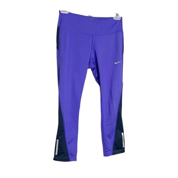 Nike Dri-Fit Women’s Capri Purple/Periwinkle Running Leggings Small Drawstring - Picture 2 of 10
